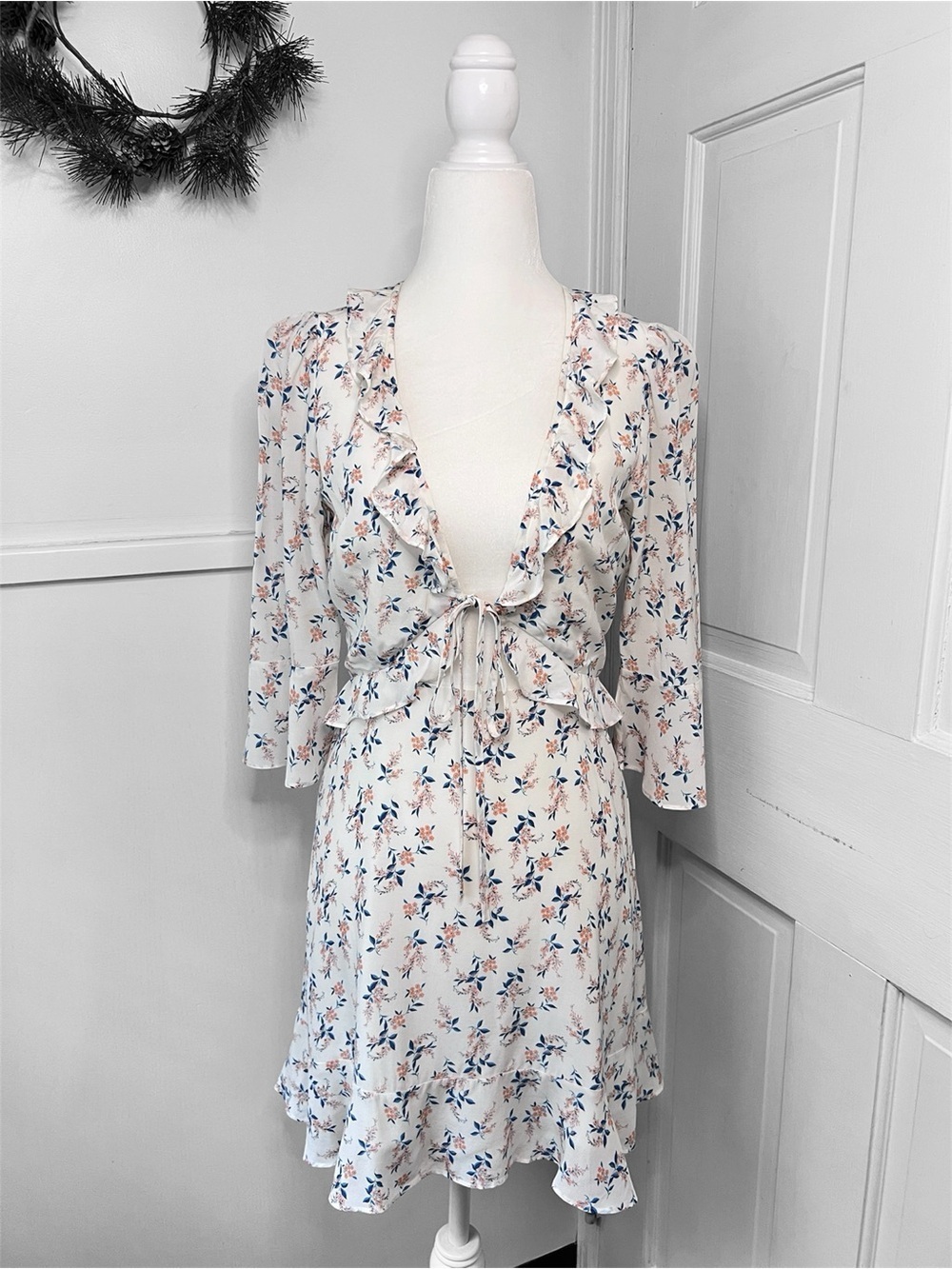 For Love & Lemons x Revolve Tie Front Mini Dress in Nostalgia Floral